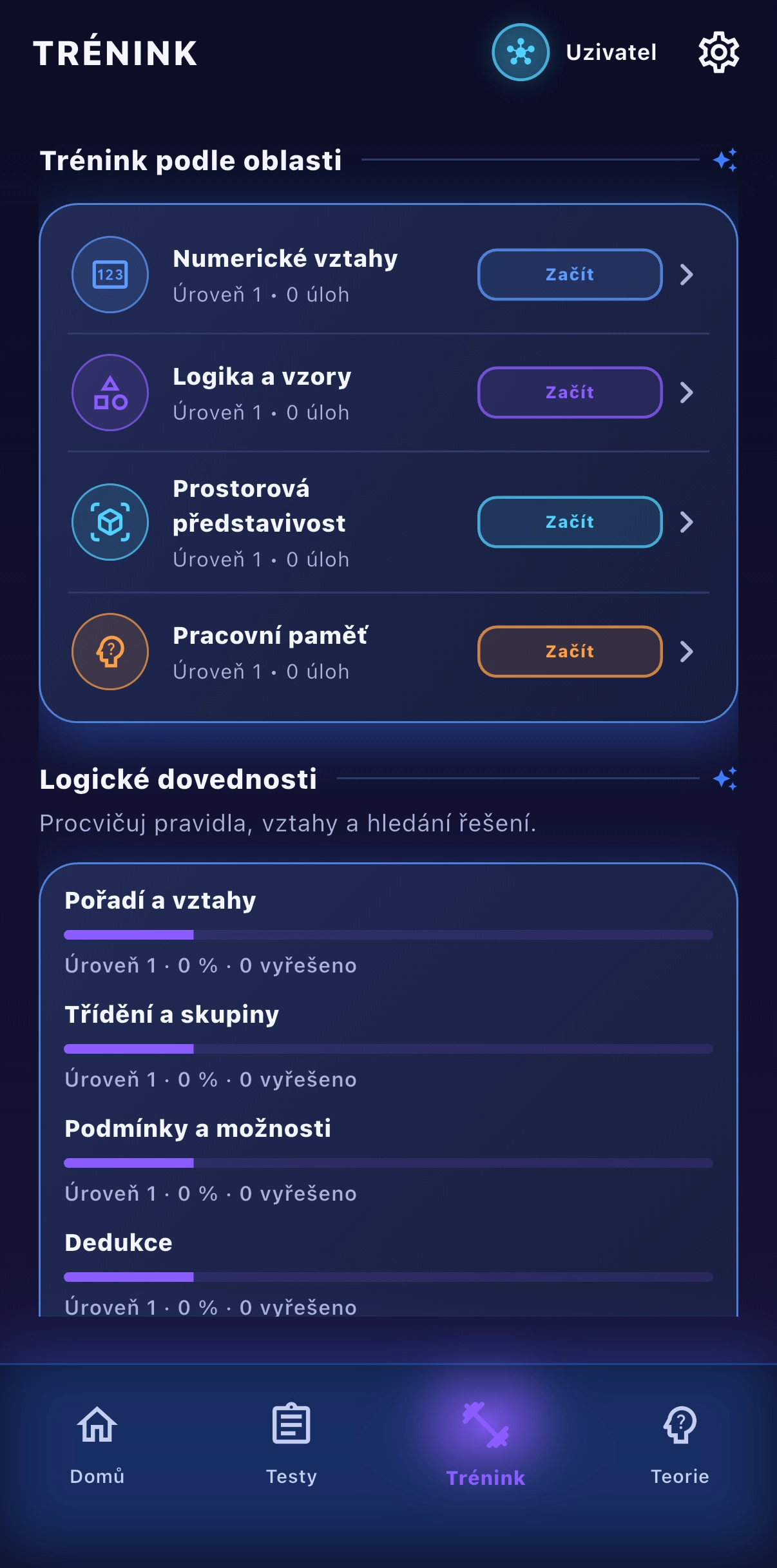 Trénink podle oblastí